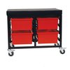 Storwerks StorBenchSeat w/Cushioned Seat and 6 Storsystem Trays and Bins-Red CE2109DGGC-4DPR